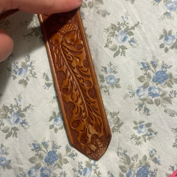 Circle Y Tooled Leather Belt with Gold Buckle - Women's Accessory - Picture 6 of 6